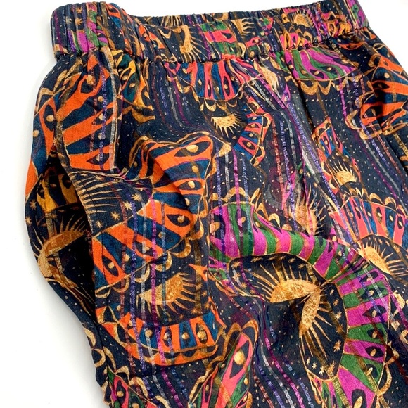 Farm Rio for Anthropologie Lurex Stripe Printed Pants Size Small - Picture 8 of 16